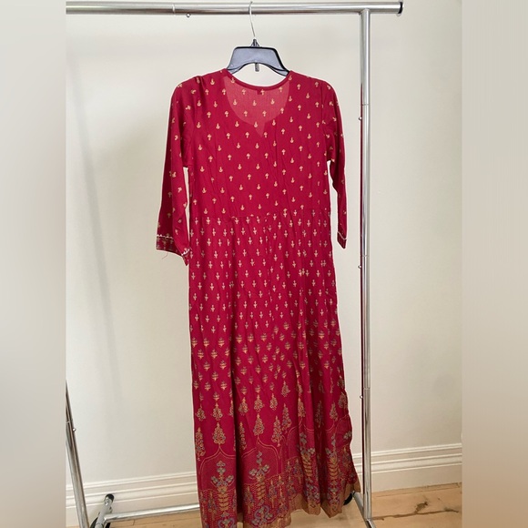 Womens Indian Maroon Ethic Kurta Dress Size Small - Picture 6 of 7